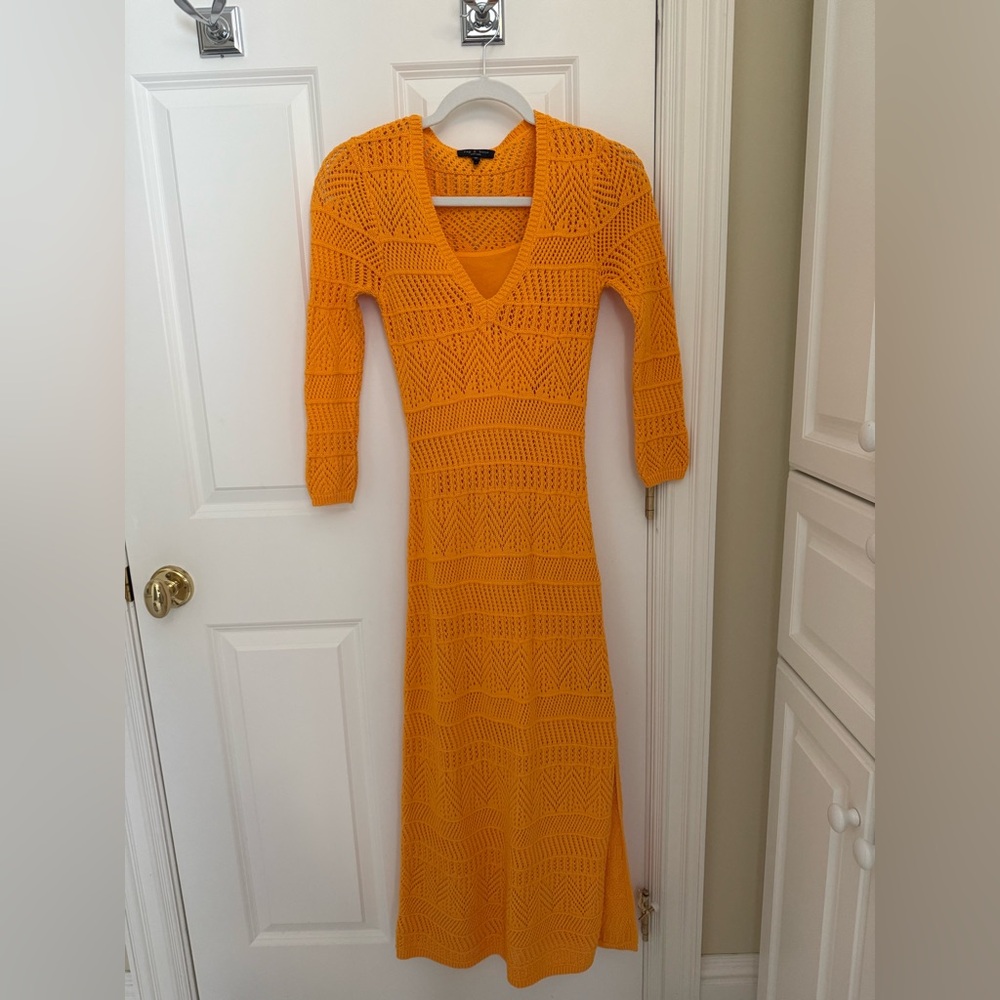 rag & bone light orange knit long sleeve dress